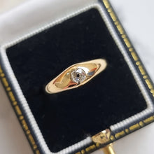 Load image into Gallery viewer, Antique 18ct Yellow Gold Old Mine Cut Diamond Solitaire Ring in box
