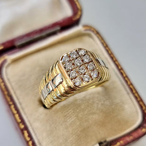 Gent's 18ct Yellow & White Gold Diamond Ring in box
