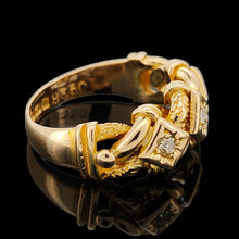 Load image into Gallery viewer, A yellow gold three stone diamond ring
