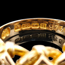 Load image into Gallery viewer, An 18 carat gold Birmingham 1912 hallmark inside a yellow gold ring shank
