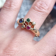 Load image into Gallery viewer, Vintage 14ct Gold Multi-Gem and Diamond Ring modelled
