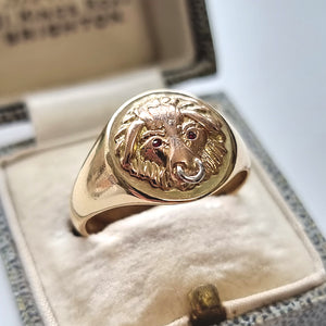 Vintage 9ct Gold Bull Ring in box