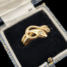 Load image into Gallery viewer, Antique/Vintage 18ct Yellow Gold Rose Cut Diamond Snake Ring
