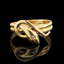 Load image into Gallery viewer, Antique/Vintage 18ct Yellow Gold Rose Cut Diamond Snake Ring
