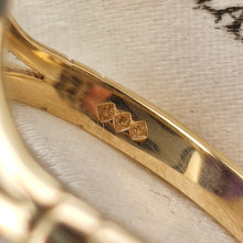 Load image into Gallery viewer, Close-up of a SEC maker's mark inside a yellow gold ring shank
