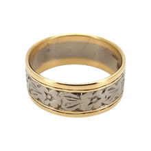 Load image into Gallery viewer, Vintage 18ct Yellow &amp; White Gold Flower Pattern Band side
