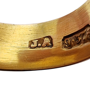 Victorian 9ct Gold Leaf Patterned Band, Hallmarked Birmingham 1897 close-up of maker's mark