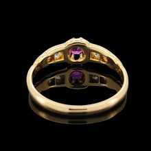Load image into Gallery viewer, Antique 18ct Yellow Gold Ruby and Old Cut Diamond Five Stone Ring
