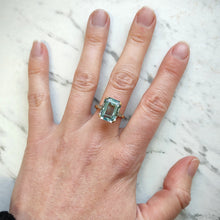 Load image into Gallery viewer, Vintage 18ct Yellow Gold &amp; Platinum Aquamarine and Diamond Dress Ring
