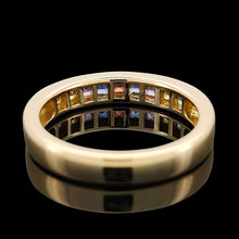 Load image into Gallery viewer, 18ct Yellow Gold Multi-Coloured Sapphire Channel Set Half Eternity Ring
