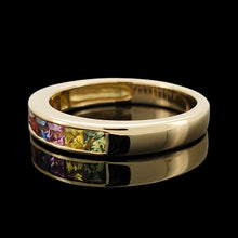 Load image into Gallery viewer, 18ct Yellow Gold Multi-Coloured Sapphire Channel Set Half Eternity Ring
