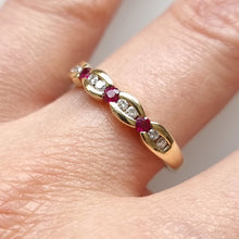 Load image into Gallery viewer, Vintage 9ct Gold Ruby and Diamond Scallop Edge Ring
