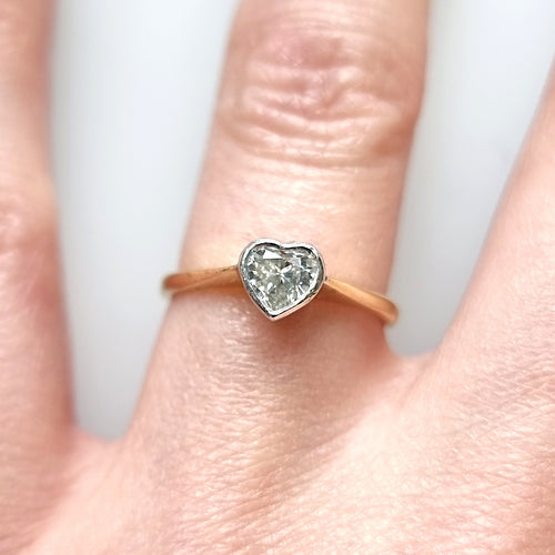 Vintage 18ct Gold Heart Shaped Diamond Solitaire Ring, 0.33ct modelled