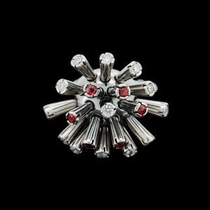 Vintage 18ct White Gold Ruby and Diamond Sputnik Ring