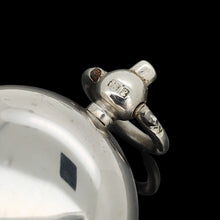 Load image into Gallery viewer, A silver sovereign case, on a black background

