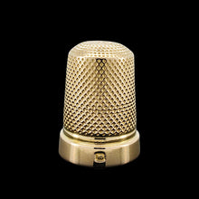 Load image into Gallery viewer, A yellow gold thimble stamped 15, on a black background
