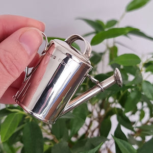 Edwardian Sterling Silver Watering Can, Hallmarked Birmingham 1902 in hand