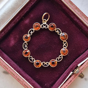 Vintage 9ct Yellow and White Gold Citrine Circle Pendant