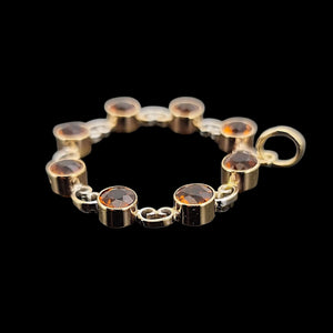 Vintage 9ct Yellow and White Gold Citrine Circle Pendant