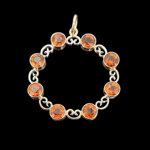Vintage 9ct Yellow and White Gold Citrine Circle Pendant