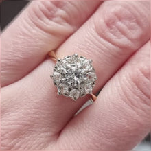 Load and play video in Gallery viewer, Vintage 18ct Gold Old Cut Diamond Cluster Ring, 1.00ct
