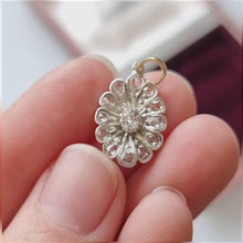Load and play video in Gallery viewer, Edwardian 18ct Gold &amp; Silver Diamond Flower Pendant
