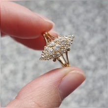 Load and play video in Gallery viewer, Antique 18ct Gold Diamond Navette Cluster Ring, Hallmarked Birmingham 1914
