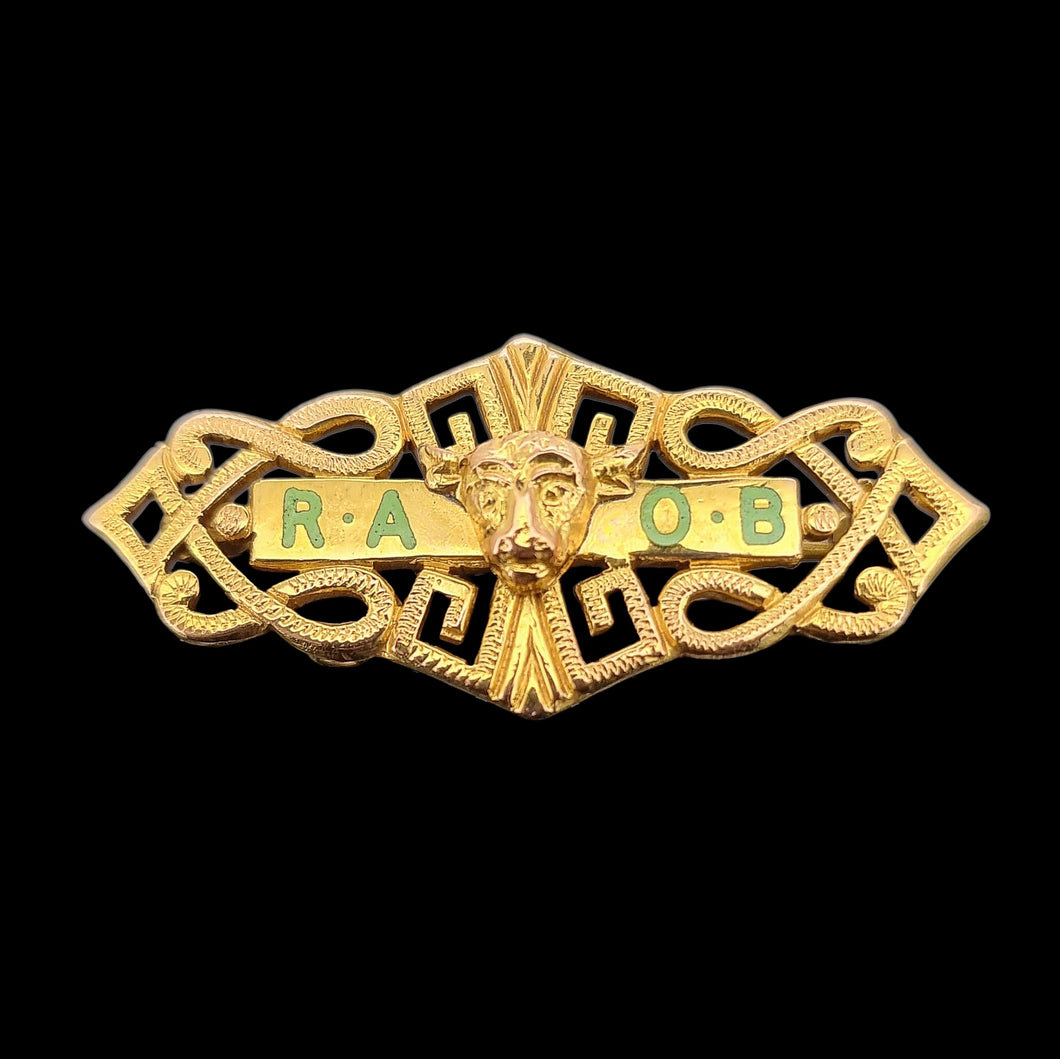 Vintage 9ct Gold RAOB Masonic Brooch