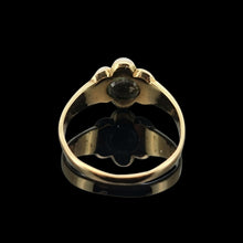 Load image into Gallery viewer, Antique 9ct Gold Emerald and Pearl Mourning Daisy Cluster Ring
