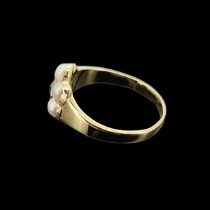 Antique 9ct Gold Emerald and Pearl Mourning Daisy Cluster Ring
