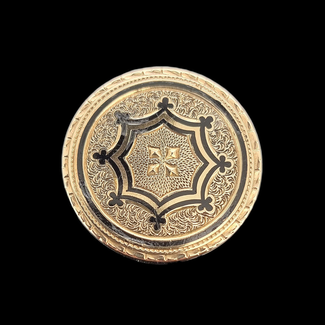 Antique 15ct Gold & Black Enamel Brooch/Pendant