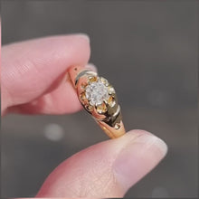 Load and play video in Gallery viewer, Antique 18ct Gold Old Cut Diamond Solitaire Ring, 0.55ct
