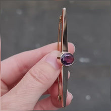 Load and play video in Gallery viewer, Art Deco Gold Amethyst Bar Brooch
