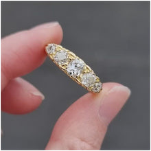 Load and play video in Gallery viewer, Vintage 18ct Gold Five Stone Old Mine Cut Diamond Ring, 1.60ct video
