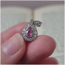 Load and play video in Gallery viewer, Vintage 18ct White Gold Pink Sapphire &amp; Diamond Pendant
