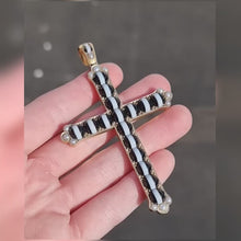 Load and play video in Gallery viewer, Victorian Large 18ct Gold Banded Agate Cross Pendant with Fitted Case
