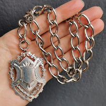 Load image into Gallery viewer, Edwardian Sterling Silver Albert Chain with Large Shield Fob
