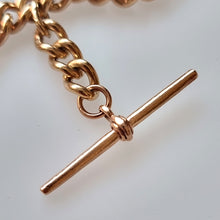 Load image into Gallery viewer, Vintage 9ct Rose Gold Double Albert Chain, 62.3 grams T-bar

