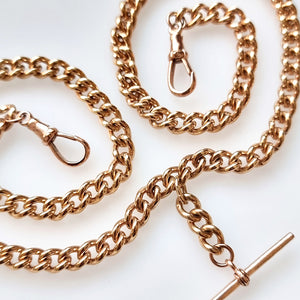 Vintage 9ct Rose Gold Double Albert Chain, 62.3 grams