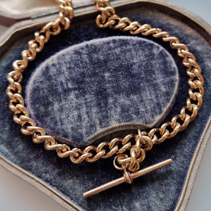 Vintage 9ct Rose Gold Double Albert Chain, 62.3 grams in box