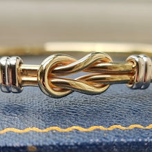 Load image into Gallery viewer, 9ct Yellow &amp; White Gold Knot Bangle close-up
