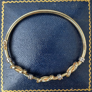 9ct Yellow & White Gold Knot Bangle top-down