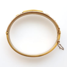 Load image into Gallery viewer, Edwardian 9ct Gold Ruby, Diamond &amp; Seed Pearl Bangle side profile

