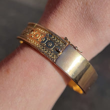 Load image into Gallery viewer, Victorian 15ct Gold Etruscan Style Bangle, Hallmarked Birmingham 1888 modelled
