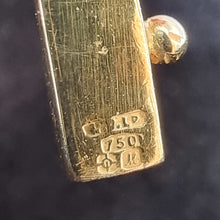 Load image into Gallery viewer, Vintage 18ct Gold Aquamarine &amp; Diamond Articulated Bangle hallmark
