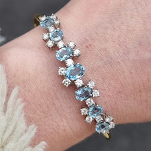 Load image into Gallery viewer, Vintage 18ct Gold Aquamarine &amp; Diamond Articulated Bangle modelled
