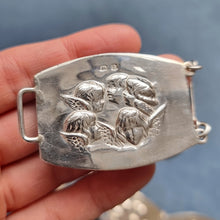 Load image into Gallery viewer, Edwardian Sterling Silver Cherub Panel Belt by Sampson Mordan &amp; Co in hand

