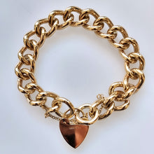 Load image into Gallery viewer, Vintage Solid 9ct Gold Curb Charm Bracelet, 88.5 grams back
