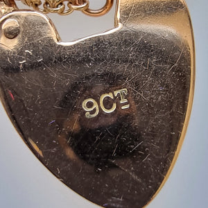 Vintage 9ct Gold Gate Bracelet with Heart Padlock, 24.4 grams