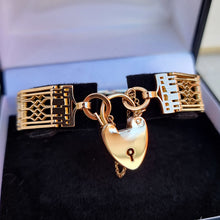 Load image into Gallery viewer, Vintage 9ct Gold Gate Bracelet with Heart Padlock, 24.4 grams
